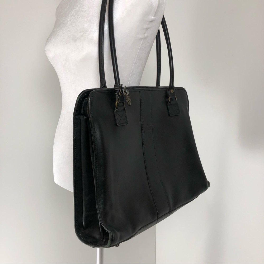Vintage Timberland Black Leather Shoulder Laptop Bag